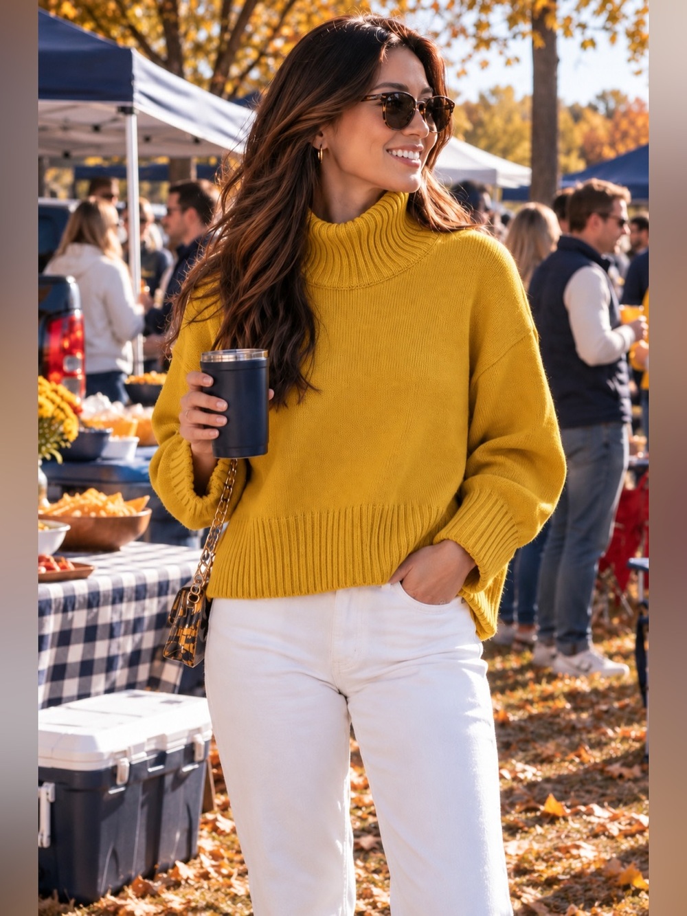 Ann Taylor Mustard Gold Cotton Turtleneck Sweater Size M